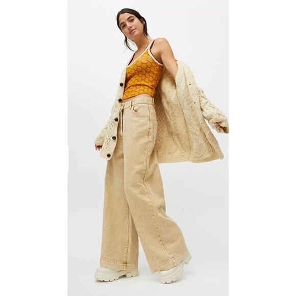 Urban Outfitters Lena Wide Leg Pants Womens 31 Relaxed Fit High Waisted Slouchy - Picture 2 of 16